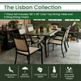thumbnail image 3 of Hanover Lisbon 7-Piece Set: 6 Sling Stationary Chairs and 39 in. x 68 in. Cast-Top Dining Table in Tan, LISBON7PC-TAN, 3 of 15