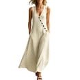 thumbnail image 2 of Snorda Women's Striped Dress Summer Round Neck Sleeveless Striped Solid Color Casual Dress Flowy Sundress Ideal for Daily Wear Beach Vacation & Party, 2 of 9