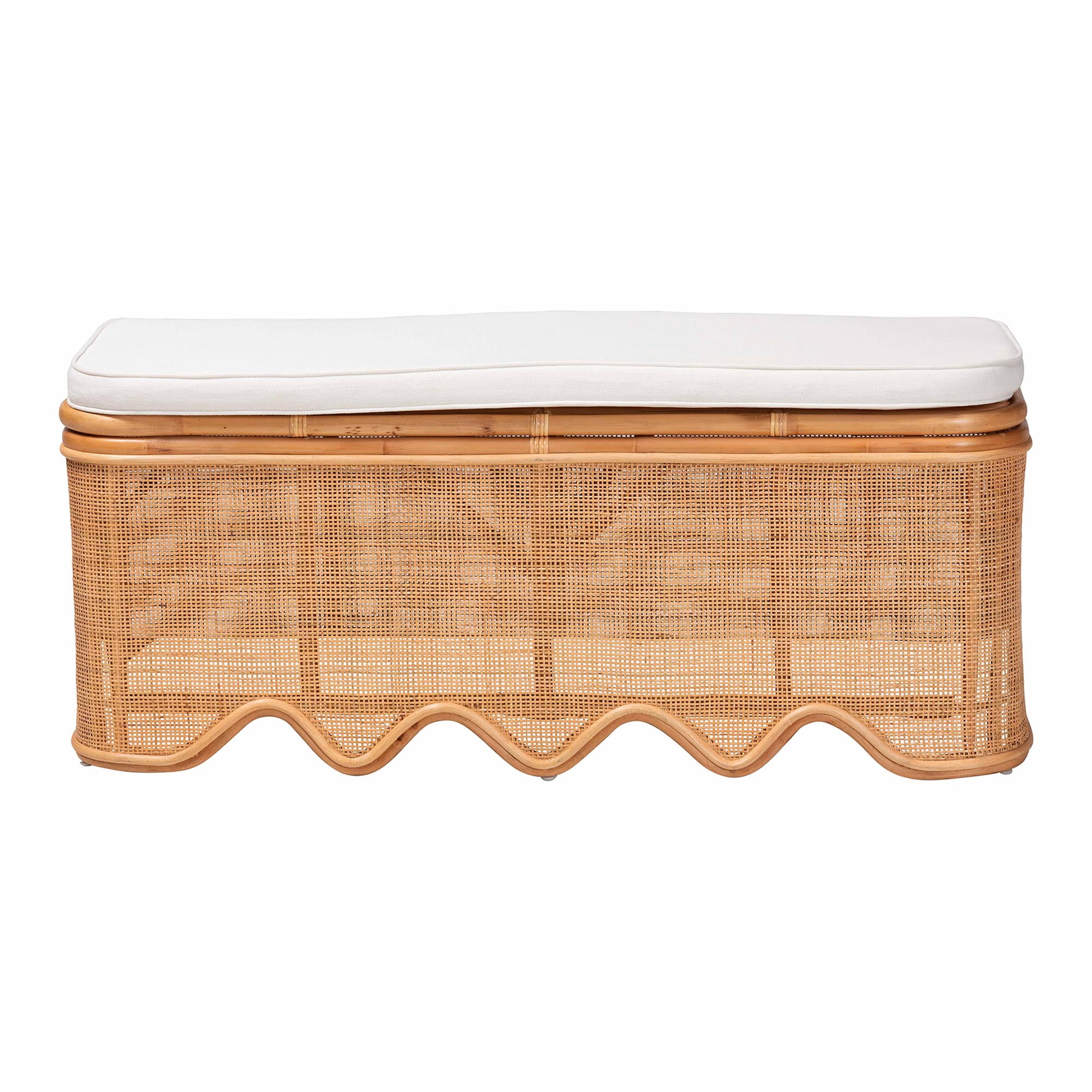 bali & pari Rivka Boho Storage Bench, Light Honey