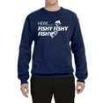 thumbnail image 2 of Wild Bobby, Here Fishy Fishy Fishy, Fishing, Unisex Crewneck Graphic Sweatshirt, Navy, Medium, 2 of 4