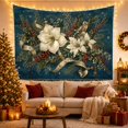 thumbnail image 3 of Framed Cute Animals with Festive Botanical Arrangement, Nostalgic Vintage for Botanical Art Lovers, Wall Decor, Christmas Gift, Tapestry Wall Hanging for Dorm and Living Room, 3 of 7