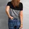 thumbnail image 4 of Birdeem Mode Femmes Été Décontracté Hauts Col Rond Patchwork Manches Courtes T-Shirts Blouse, 4 of 7