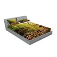 thumbnail image 2 of Ambesonne Landscape Fitted Sheet & Pillow Sham Set, Pine River in Autumn, Queen, Green Yellow Cinnamon, 2 of 2