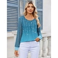 thumbnail image 4 of Weardear Women's Lace Long Sleeve Tops Crew Neck Pleated Tunic Top Business Work Dressy Blouses, 4 of 8