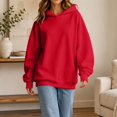 thumbnail image 6 of Edvintorg Oversized Hoodies for Women Solid Color Long Sleeve Casual Pullover Top Hooded Sweatshirt Clothes for Women Red S-2XL, 6 of 9