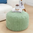 thumbnail image 2 of Round Pouf Ottoman Stuffed Velvet Floor Pouf Footrest Foot Stool Bean Bag Floor Chair for Bed Room Living Room Accent Seat 20x12inches with Filler Sage Green, 2 of 15