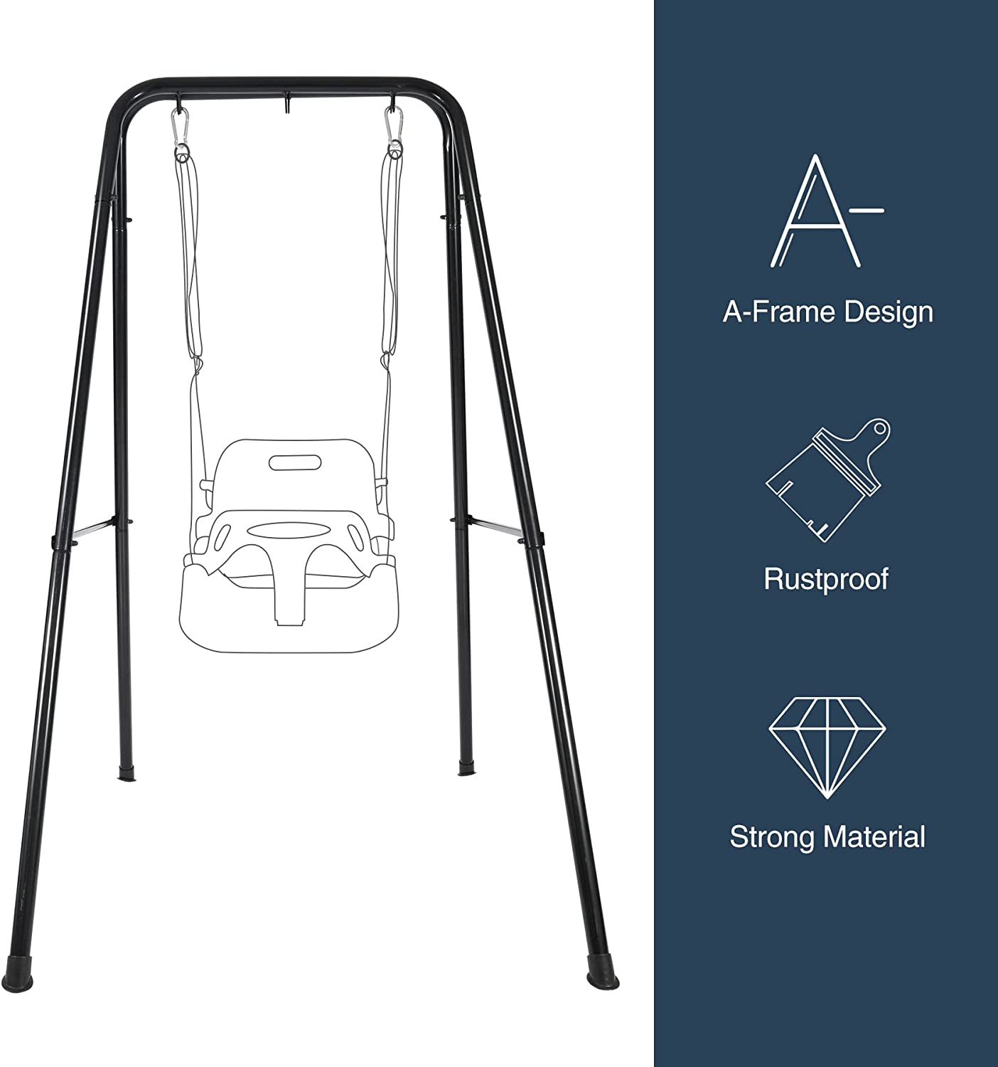 REDCAMP Hammock Chair Stand, Multi-Use Swing Stand for Kids Adult, A-Frame Swing Set for Backyard, Heavy Duty Steel Hammock Stand for Outdoor Indoor, 330lbs Weight Capacity - image 5 of 8