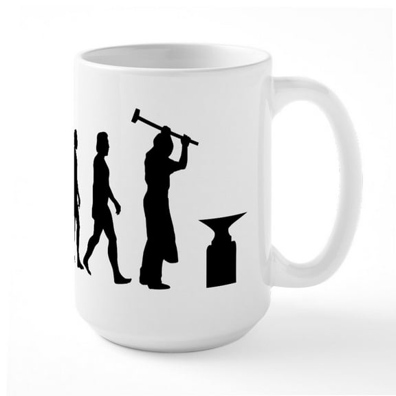 CafePress - Evolution Of A Blacksmith - 15 oz Ceramic Large White Novelty Mug