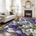 thumbnail image 2 of Large Area Rugs for Living Room Bedroom, Spring Flowers 6'x9' Rug Washable Carpet Runner Indoor Outdoor, Purple Hydrangea Orchid Floral Country Beige Non Slip Floor Mats Rug for Kitchen, Playroom, 2 of 8