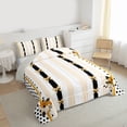 thumbnail image 3 of Castle Fairy Teens Cute Floral Bow Knot Full Size Comforter Sets,Stripes Bedding Sets, 3 of 8