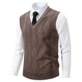 thumbnail image 3 of APEXFWDT Men's Sweater Vest Sleeveless Stretchy V-Neck Sweater Slim Fit Lightweight Classic Casual Knit Vest,L,Coffee, 3 of 5