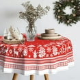 thumbnail image 2 of Christmas Tablecloth Waterproof Fabric Xmas Table Cloth for New Year''s Day and Christmas Home Decoration - 60" X 60" Round, 2 of 6