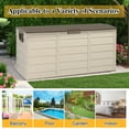 thumbnail image 6 of 75 Gallon Resin Deck Box, SYNGAR Storage Chest on Wheels, Backyard Waterproof Storage Cabinet for Patio Furniture Cushions, Garden Tools, Kids' Toys, Beige, 6 of 8
