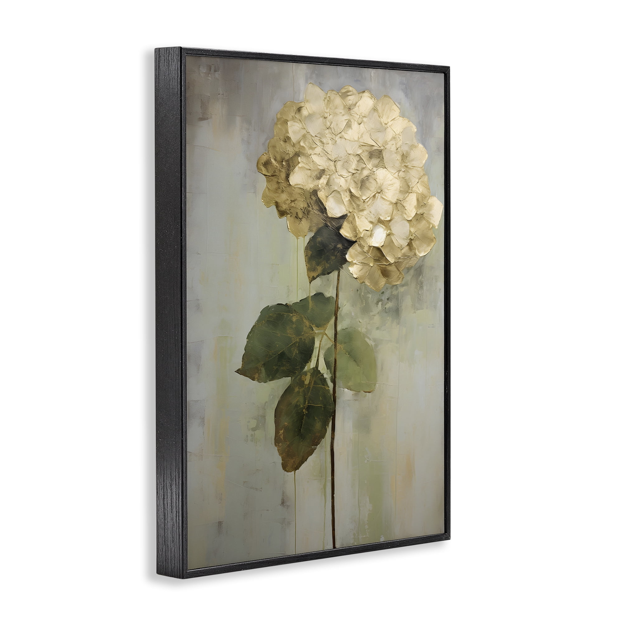 Stupell Industries Single Distressed Hydrangea Botanical & Floral Painting Black Framed Art Print Wall Art, 16 x 24