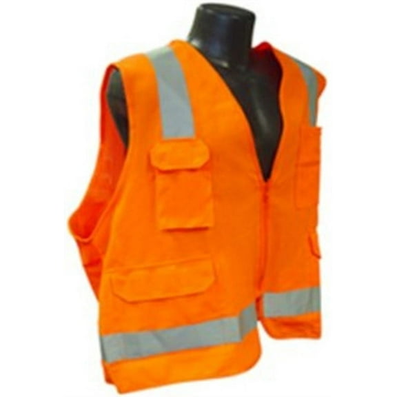 Radians Men's SV7 Surveyor Type R Class 2 Safety Vest Hi-Vis Orange - SV7O