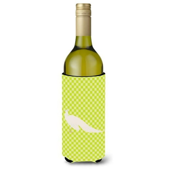 White Peacock Peafowl Green Wine Bottle Beverge Insulator Hugger