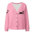 thumbnail image 4 of Cnbwig Women's Cardigans Lightweight Casual Long Sleeve Knit Button Front v Neck Floral Cat Printed Cardigan Sweaters for Women Z2-Pink XL, 4 of 5