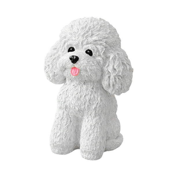 Estatua de perro sentado, decoración para interiores y exteriores, coleccionable, bonito cachorro de jardín. Blanco