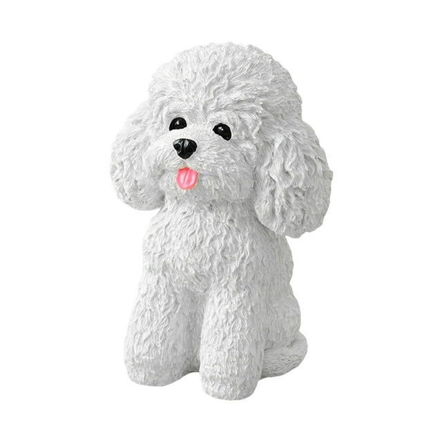 Luzkey Statue de Chien Assis Sculpture de Chiot de Jardin Objets de Collection Décoration Intérieure et Extérieure Figurine en Résine pour Entrée de Porche de Cour Blanc