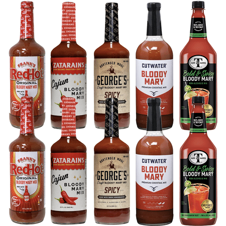 Spicy Bloody Mary Mix Sampler 10 Pack – Includes George's, Mr & Mrs T, and Cutwater – Bold & Flavorful Cocktail Mixes for Brunch and Parties