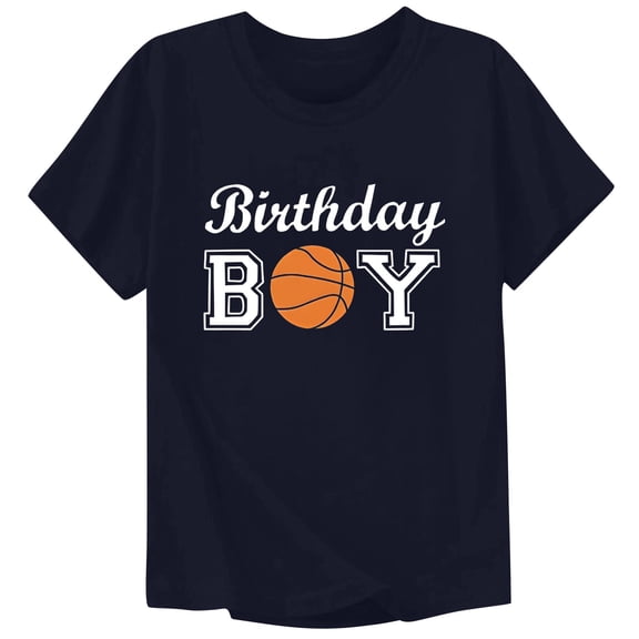 Hiijoy Black T Shirt for Boy Birthday Basketball Short Sleeve O-Neck Tee Shirt, Sizes 0-13