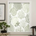 thumbnail image 4 of Coastal Sage Green Semi Sheer Curtains Drapes for Living Room, Bedroom, French Doors Window 63 Inches Long, Ocean Coral Starfish Shell Modern Rod Pocket Chiffon Curtain Drapery Voile Draperies Panel, 4 of 6