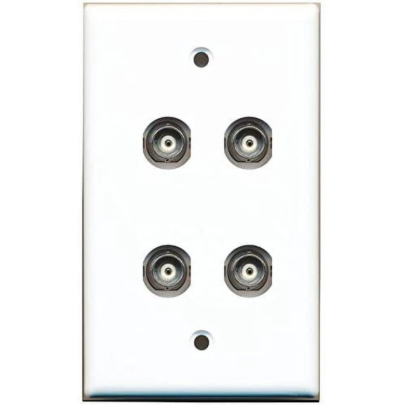 RiteAV 4 Port BNC Female/Female HD-SDI Jack Wall Plate - White