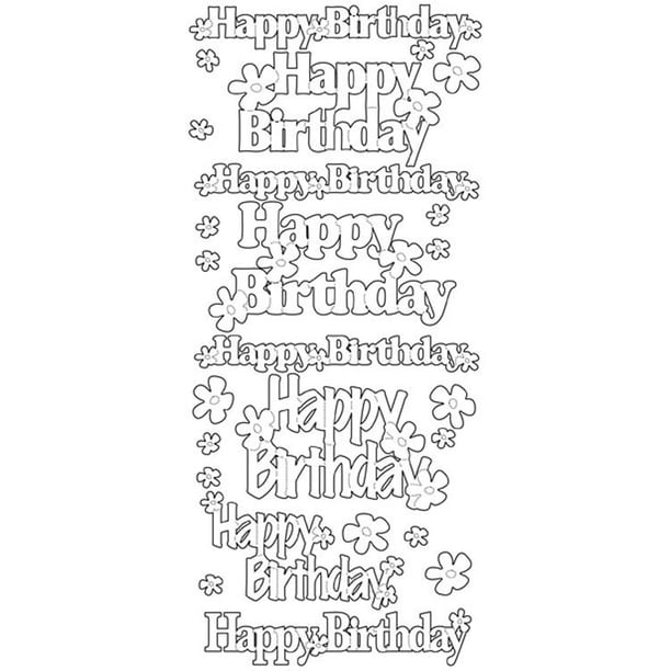 PeelOff Stickers Happy Birthday large Black