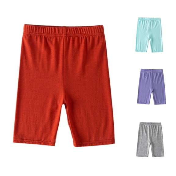 SUXIAN Girls Leggings Soft Breathable Summer Stretchy Elastic Waist Comfortable Casual Outfit Toddler Kids Leggings for Girls Red 3-4 Years
