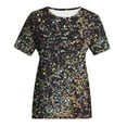 thumbnail image 5 of Leesechin Womens Sequin Tops Summer Short Sleeve Shimmer Glitter Tops Sparkly Shirt Concert Disco Party Crew-Neck Tees, 5 of 5