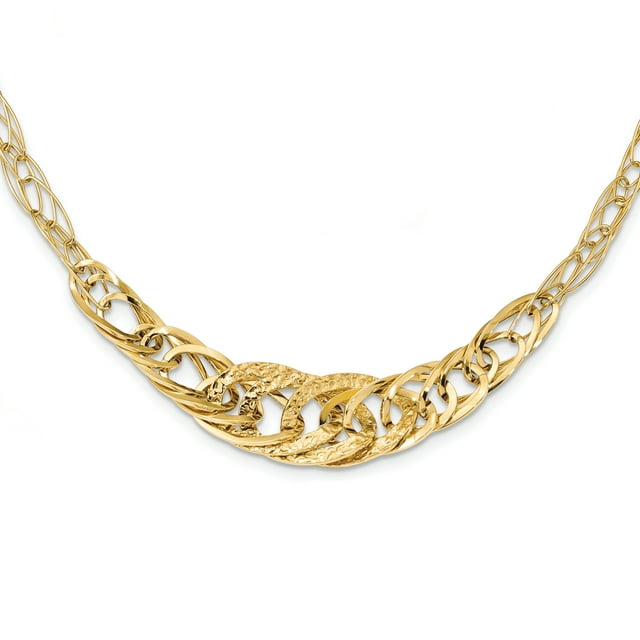 14k Yellow Gold Link 18 Inch Necklace Pendant Charm Fancy