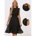 thumbnail image 2 of Unique Bargains Women's Sleeveless Smocked Waist Gilding Metallic Stars Chiffon Dress XL Black, 2 of 6