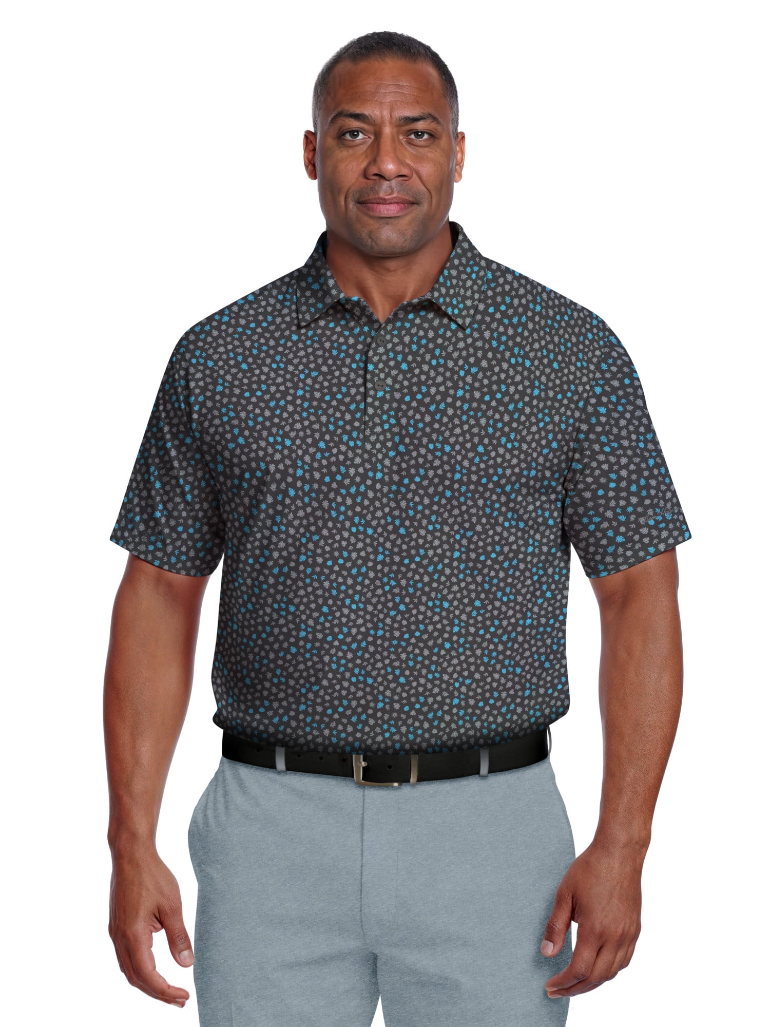 Ben Hogan Men's & Big Men's Performance Micro Fall Leaf Short Sleeve Golf Polo Shirt, Sizes S-5XL