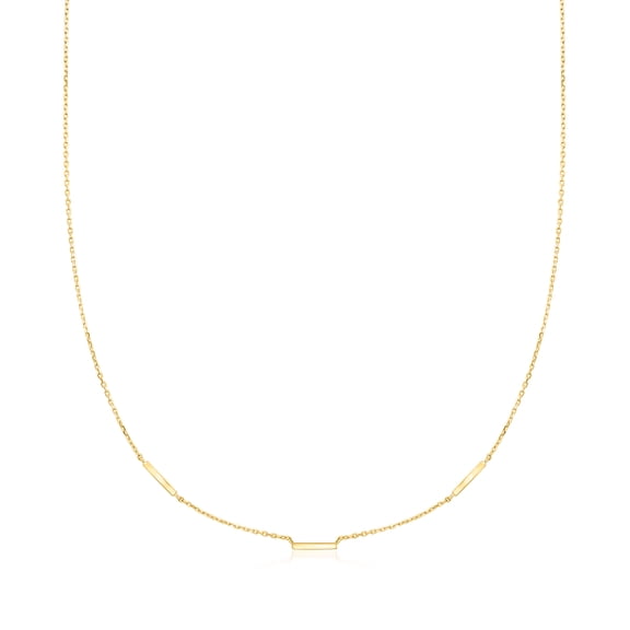 Ross-Simons Italian 1mm 10kt Yellow Gold Bar Station Cable-Chain Necklace, Women's, Adult