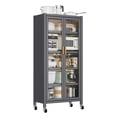 thumbnail image 5 of Wohh Kitchen Pantry Cabinet with Wheels, 65.2" Tall Storage Cabinet with Double Doors and Shelves, Metal & PC Microwave Stand Organizer, Freestanding Utility Cupboard for Dining Room, 5 of 8