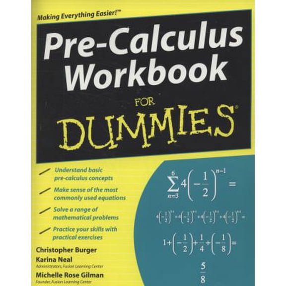 Pre-Owned Pre-Calculus Workbook for Dummies (Paperback) 0470421312 9780470421314
