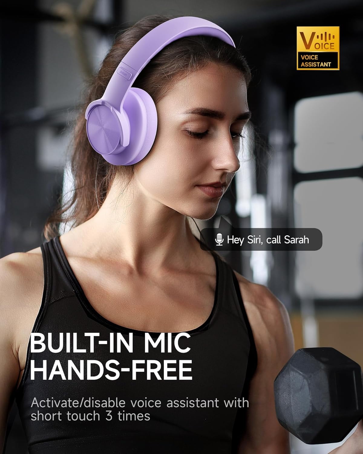 Picun B8 Bluetooth Headphones, 120 Hours Headphone Wireless Bluetooth, Hands-Free Calls, 3EQ & Game Mode, Foldable Headphones Over Ear for Travel Home Office Cellphone PC Purple