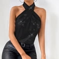 thumbnail image 7 of Laqbezok Chic Halter Criss Cross Sequin Tank Top, Women's Sparkly Sleeveless Party Camisole, Shiny Night Out Outfit, 7 of 7