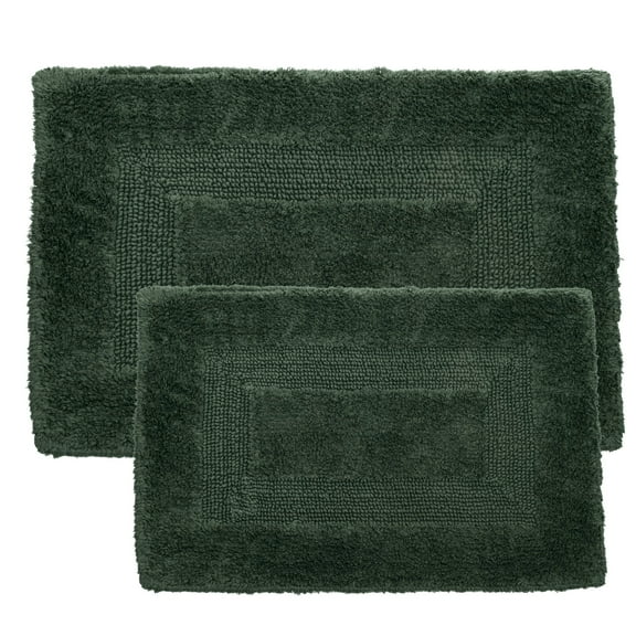 Somerset Home 2-Piece Bathroom Rugs Set - Machine Washable Cotton Bathroom Mat Set for Washroom, Kitchen, or Laundry Room (Green)