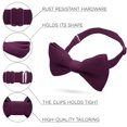 thumbnail image 2 of Classic Pre-Tied Soft Crape Bow Tie for Wedding Formal Events Solid Tuxedo, by Bow Tie House (Medium, Plum), 2 of 5