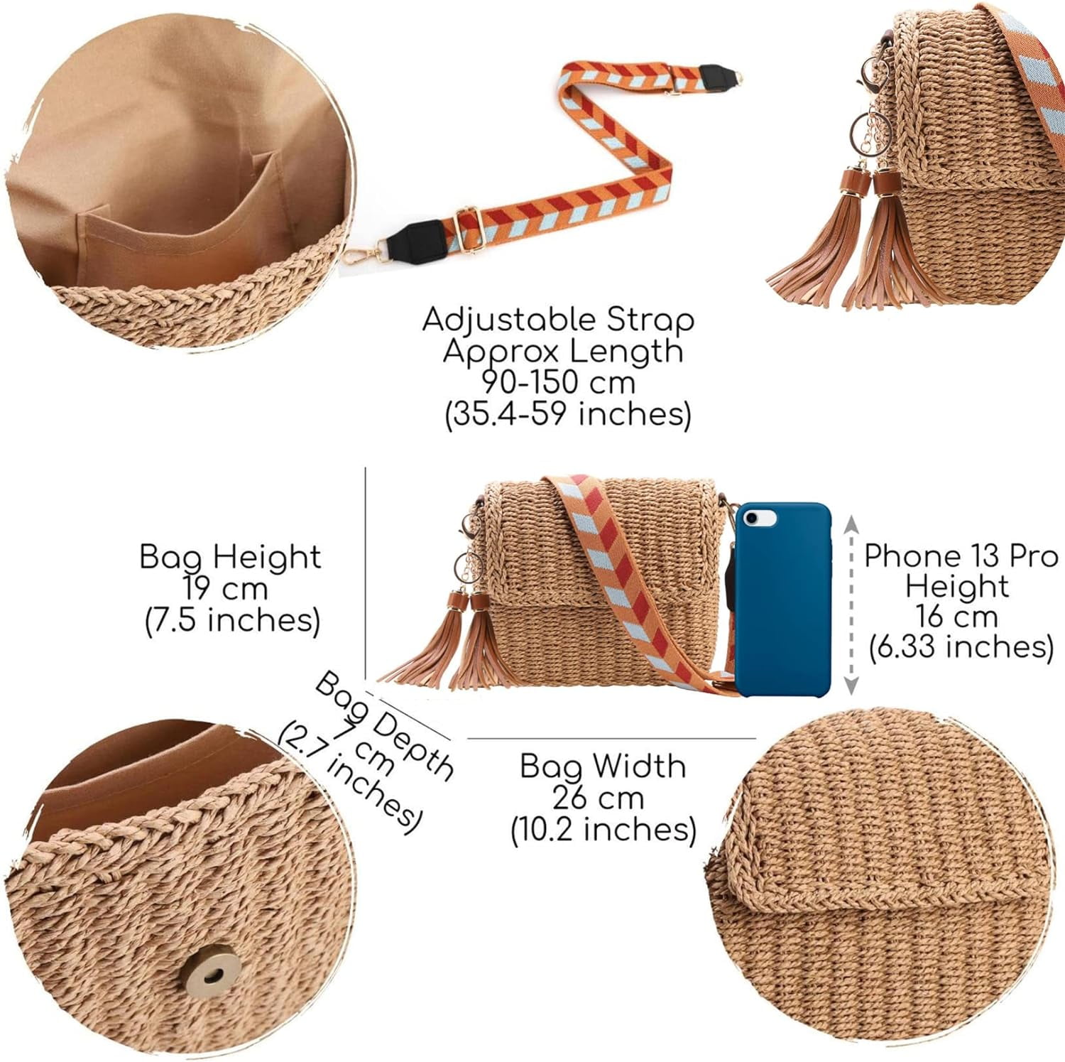 Straw Bag Straw Purses for Women Summer Clutch Crossbody Shoulder Bags for Women