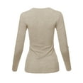 thumbnail image 3 of A2Y Women's Basic Solid Long Sleeve Crew Neck Fitted Thermal Top Shirt Oatmeal S, 3 of 6