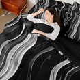 thumbnail image 4 of Homewish Gray Wavy Line 7pcs Queen Bedding,Classic Modern Artwork Bedding Comforter Set Queen,Black Reversible, 4 of 8