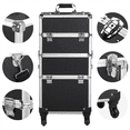 thumbnail image 4 of Yaheetech Rolling Aluminum 3 in 1 Cosmetic Case Trolley Makeup Beauty Box Case, 4 of 11