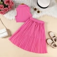 thumbnail image 5 of hengsof Girls 2 Piece Sleeveless Top Skirt Set for 2-8 Years Old Solid Color Blazer Collar Tank Pleated Skirt Outfit Toddler Girl Clothes, 5 of 7