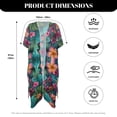 thumbnail image 6 of HELLHERO Tropical Flowers Bathing Suit Cover Up Fashion High Quality Fabrics Short Sleeve Long Kimono Swimsuit Cover Up, 6 of 6