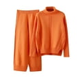 thumbnail image 3 of Jinhomg Women's Thick Sweater Set 2 Piece Casual Solid Lounge Set Fall Winter Thermal Cozy Long Sleeve Mock Neck Pullover with Elastic Waist Pants Limited Time 90 off Clearance Sale Orange Free Size, 3 of 10