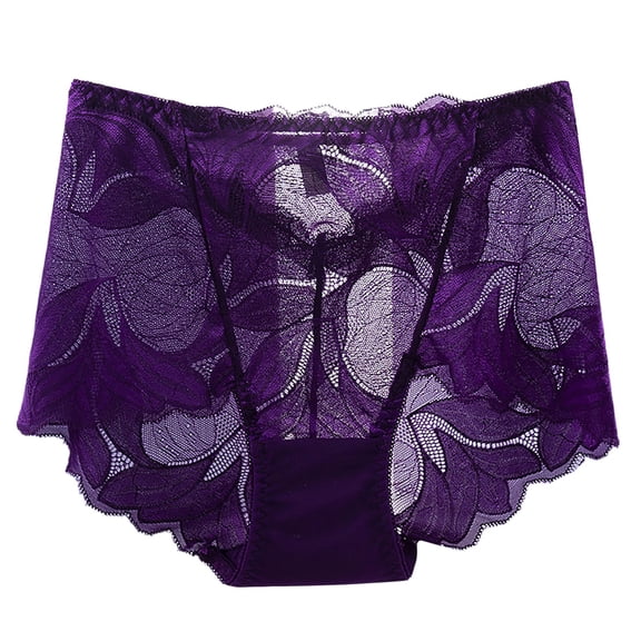 Women's Plus Size High Waist Lace Underwear Seamless Comfortable Breathable Soft Stretch Panties Briefs