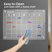 Blingpaing Magnetic Acrylic Calendar for Fridge, Calendar Planner Board for Refrigerator, Clear Dry Erase Board Include 8 Makers and Clean Cloth
