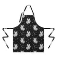 thumbnail image 2 of Black White Cat Rose Moon Star Pattern Apron-Garden Aprons for Women with Pockets-Cotton Linen Waterproof Kitchen Cooking Gardening Aprons Adjustable for Kitchen,Cooking,BBQ and Salon 33x27 Inch, 2 of 7